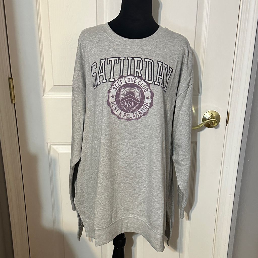 Nwt Torrid Size 2x Saturday Cozy Fleece Sweatshirt 18/20